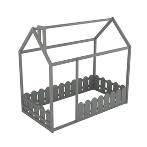 HomeRoots Gray Wood Twin Bed Frame – Modern, Durable Design with Supportive Slats for Small Spaces & Comfort 606878