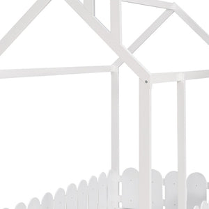 HomeRoots White Wood Twin Bed Frame – Elegant Platform Design with Durable Support for Kids, Teens & Guests 606879