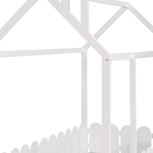 HomeRoots White Wood Twin Bed Frame – Elegant Platform Design with Durable Support for Kids, Teens & Guests 606879