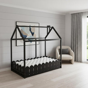 HomeRoots Espresso Wood Twin Bed Frame - Modern, Durable Platform Design with Slatted Support for Comfort 606880