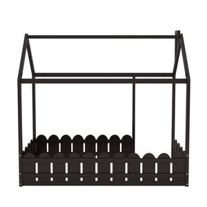 HomeRoots Espresso Wood Twin Bed Frame - Modern, Durable Platform Design with Slatted Support for Comfort 606880