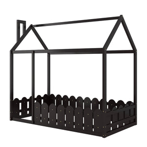 HomeRoots Espresso Wood Twin Bed Frame - Modern, Durable Platform Design with Slatted Support for Comfort 606880