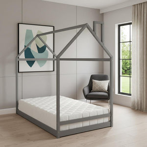 HomeRoots Gray Wood Twin Bed Frame - Modern Platform Design with Sturdy Slats for Ultimate Sleep Support & Style 606881