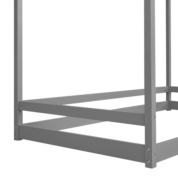 HomeRoots Gray Wood Twin Bed Frame - Modern Platform Design with Sturdy Slats for Ultimate Sleep Support & Style 606881