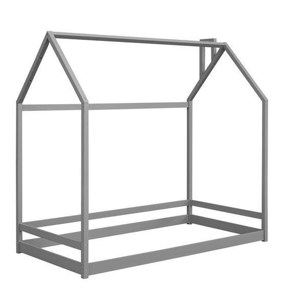 HomeRoots Gray Wood Twin Bed Frame - Modern Platform Design with Sturdy Slats for Ultimate Sleep Support & Style 606881