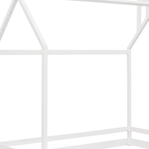 HomeRoots White Wood Twin Bed Frame - Modern Design, Sturdy Support, Easy Assembly, No Box Spring Needed! 606882