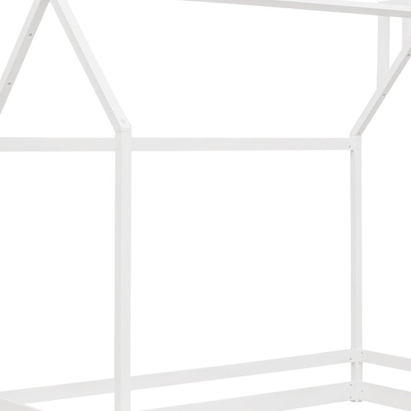 HomeRoots White Wood Twin Bed Frame - Modern Design, Sturdy Support, Easy Assembly, No Box Spring Needed! 606882