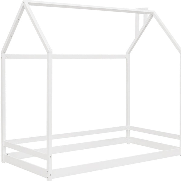 HomeRoots White Wood Twin Bed Frame - Modern Design, Sturdy Support, Easy Assembly, No Box Spring Needed! 606882
