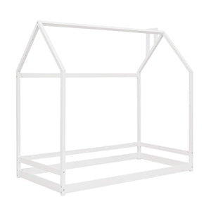 HomeRoots White Wood Twin Bed Frame - Modern Design, Sturdy Support, Easy Assembly, No Box Spring Needed! 606882