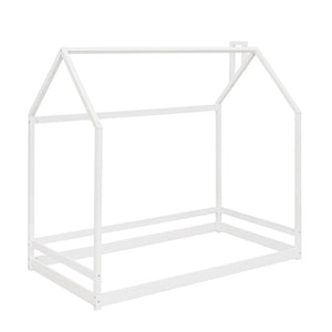 HomeRoots White Wood Twin Bed Frame - Modern Design, Sturdy Support, Easy Assembly, No Box Spring Needed! 606882