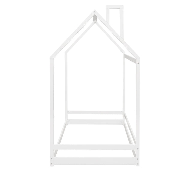 HomeRoots White Wood Twin Bed Frame - Modern Design, Sturdy Support, Easy Assembly, No Box Spring Needed! 606882