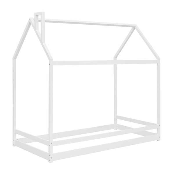 HomeRoots White Wood Twin Bed Frame - Modern Design, Sturdy Support, Easy Assembly, No Box Spring Needed! 606882