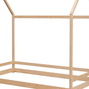 HomeRoots Natural Wood Twin Bed Frame – Modern Minimalist Design with Sturdy Support for a Cozy Bedroom Retreat 606883