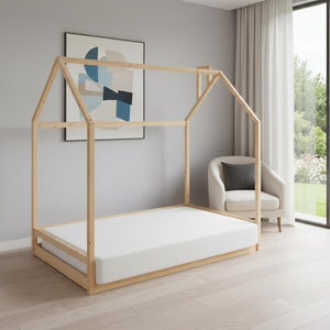 HomeRoots Natural Wood Twin Bed Frame – Modern Minimalist Design with Sturdy Support for a Cozy Bedroom Retreat 606883