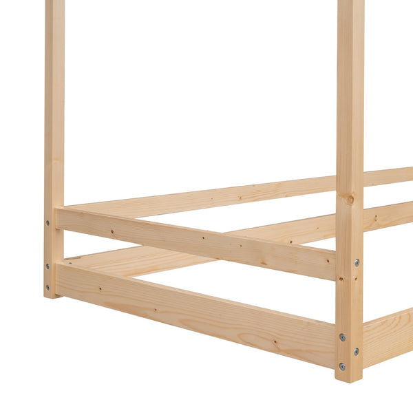 HomeRoots Natural Wood Twin Bed Frame – Modern Minimalist Design with Sturdy Support for a Cozy Bedroom Retreat 606883