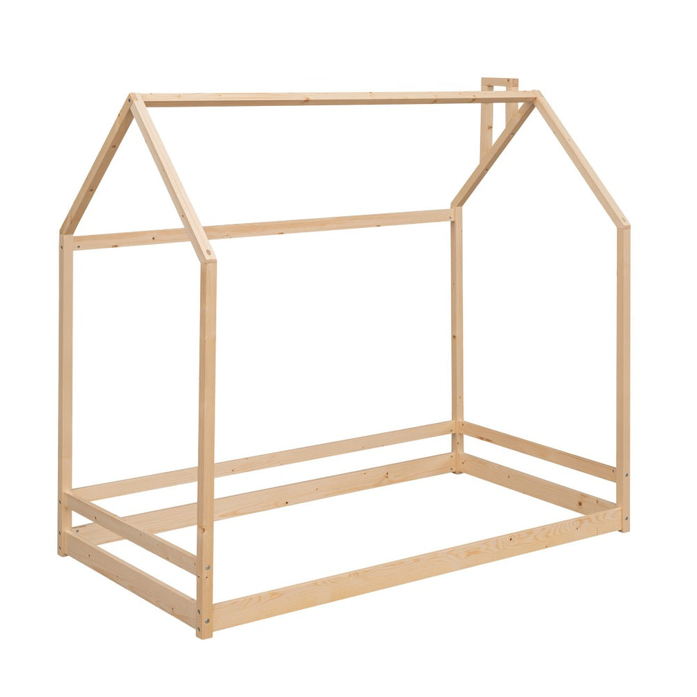 HomeRoots Natural Wood Twin Bed Frame – Modern Minimalist Design with Sturdy Support for a Cozy Bedroom Retreat 606883