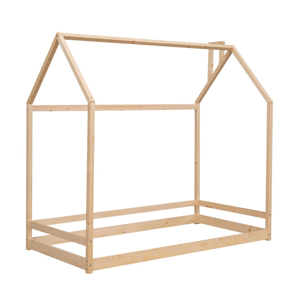 HomeRoots Natural Wood Twin Bed Frame – Modern Minimalist Design with Sturdy Support for a Cozy Bedroom Retreat 606883