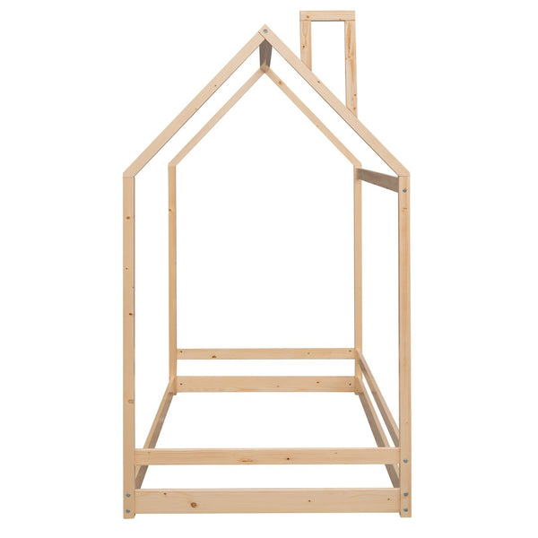 HomeRoots Natural Wood Twin Bed Frame – Modern Minimalist Design with Sturdy Support for a Cozy Bedroom Retreat 606883