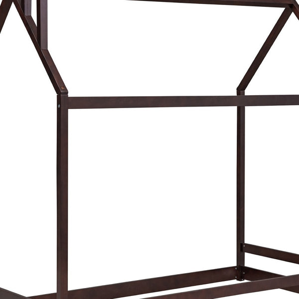 HomeRoots Espresso Wood Twin Bed Frame - Stylish Platform Design with Sturdy Support for Modern Bedrooms 606884