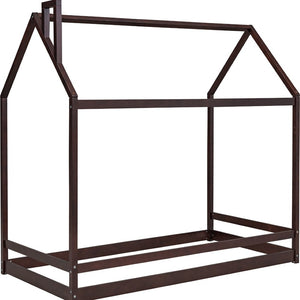 HomeRoots Espresso Wood Twin Bed Frame - Stylish Platform Design with Sturdy Support for Modern Bedrooms 606884