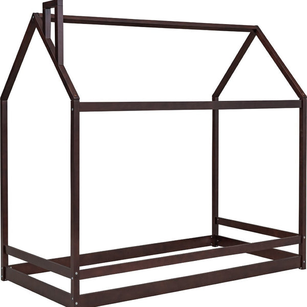 HomeRoots Espresso Wood Twin Bed Frame - Stylish Platform Design with Sturdy Support for Modern Bedrooms 606884
