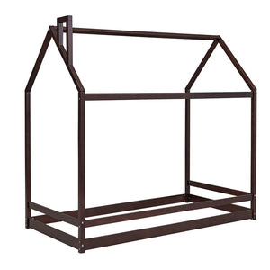 HomeRoots Espresso Wood Twin Bed Frame - Stylish Platform Design with Sturdy Support for Modern Bedrooms 606884