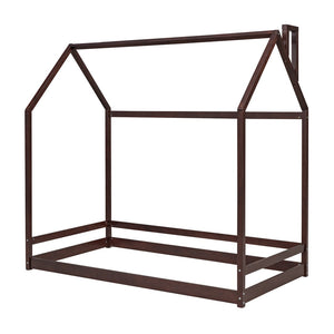 HomeRoots Espresso Wood Twin Bed Frame - Stylish Platform Design with Sturdy Support for Modern Bedrooms 606884