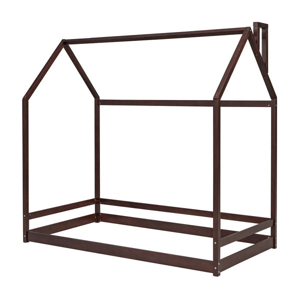HomeRoots Espresso Wood Twin Bed Frame - Stylish Platform Design with Sturdy Support for Modern Bedrooms 606884