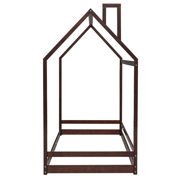 HomeRoots Espresso Wood Twin Bed Frame - Stylish Platform Design with Sturdy Support for Modern Bedrooms 606884