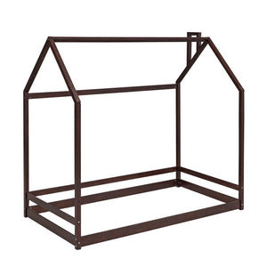 HomeRoots Espresso Wood Twin Bed Frame - Stylish Platform Design with Sturdy Support for Modern Bedrooms 606884