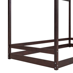 HomeRoots Espresso Wood Twin Bed Frame - Stylish Platform Design with Sturdy Support for Modern Bedrooms 606884