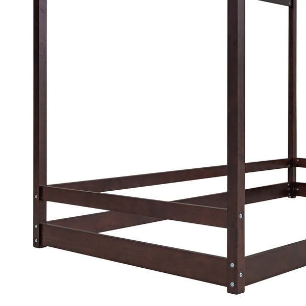 HomeRoots Espresso Wood Twin Bed Frame - Stylish Platform Design with Sturdy Support for Modern Bedrooms 606884