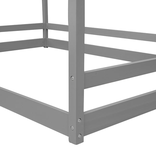 HomeRoots Gray Wood Full Bed Frame - Contemporary Platform Design with Sturdy Support, Ideal for Modern Bedrooms 606885