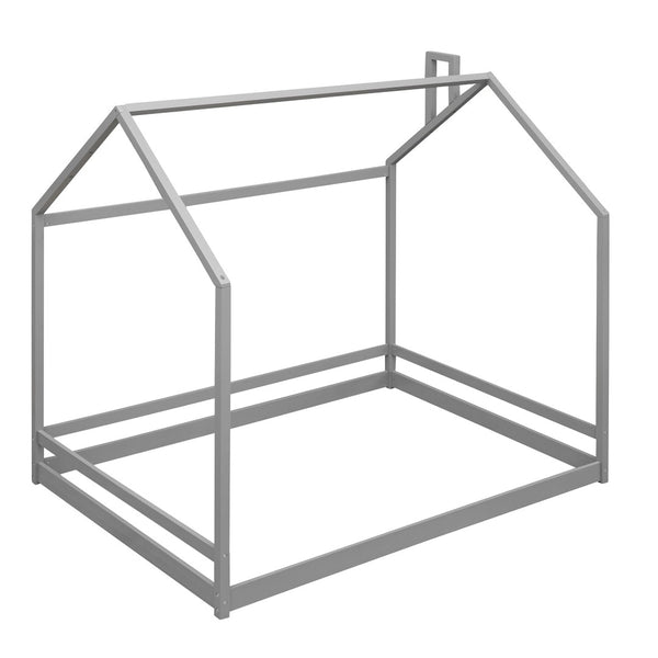 HomeRoots Gray Wood Full Bed Frame - Contemporary Platform Design with Sturdy Support, Ideal for Modern Bedrooms 606885