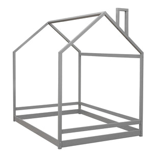 HomeRoots Gray Wood Full Bed Frame - Contemporary Platform Design with Sturdy Support, Ideal for Modern Bedrooms 606885