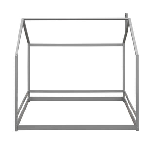 HomeRoots Gray Wood Full Bed Frame - Contemporary Platform Design with Sturdy Support, Ideal for Modern Bedrooms 606885