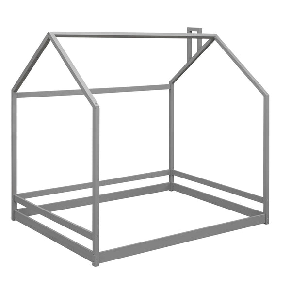 HomeRoots Gray Wood Full Bed Frame - Contemporary Platform Design with Sturdy Support, Ideal for Modern Bedrooms 606885