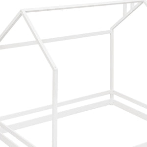 HomeRoots White Wood Full House Bed - Stylish, Durable Design with Easy Assembly for Cozy Bedroom Retreat 606886