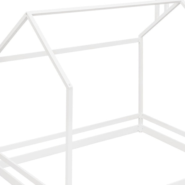 HomeRoots White Wood Full House Bed - Stylish, Durable Design with Easy Assembly for Cozy Bedroom Retreat 606886