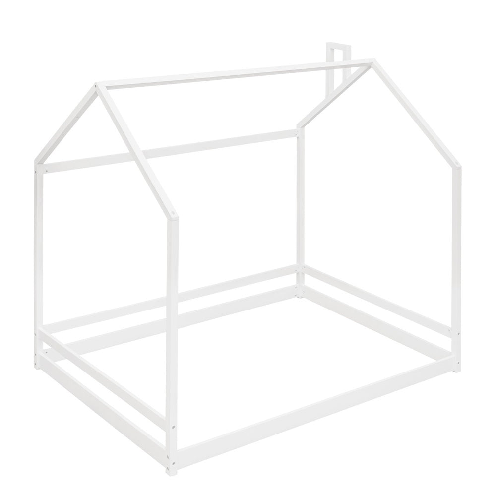 HomeRoots White Wood Full House Bed - Stylish, Durable Design with Easy Assembly for Cozy Bedroom Retreat 606886