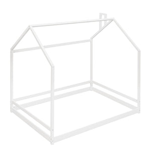 HomeRoots White Wood Full House Bed - Stylish, Durable Design with Easy Assembly for Cozy Bedroom Retreat 606886