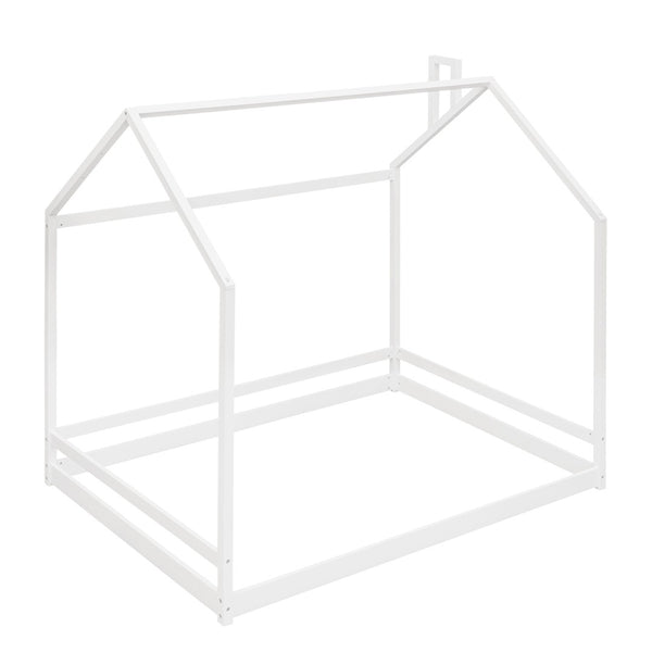 HomeRoots White Wood Full House Bed - Stylish, Durable Design with Easy Assembly for Cozy Bedroom Retreat 606886