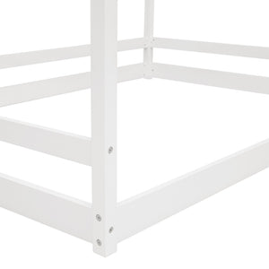 HomeRoots White Wood Full House Bed - Stylish, Durable Design with Easy Assembly for Cozy Bedroom Retreat 606886