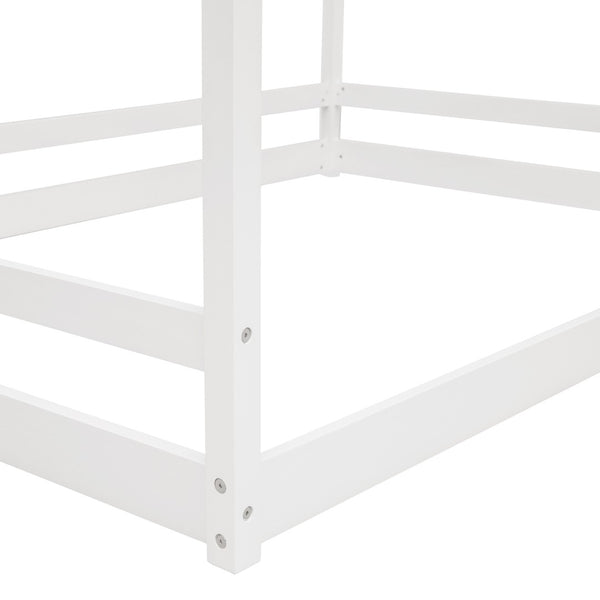 HomeRoots White Wood Full House Bed - Stylish, Durable Design with Easy Assembly for Cozy Bedroom Retreat 606886