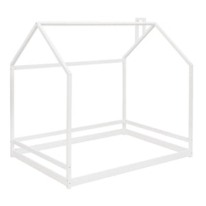 HomeRoots White Wood Full House Bed - Stylish, Durable Design with Easy Assembly for Cozy Bedroom Retreat 606886
