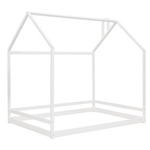 HomeRoots White Wood Full House Bed - Stylish, Durable Design with Easy Assembly for Cozy Bedroom Retreat 606886