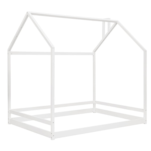 HomeRoots White Wood Full House Bed - Stylish, Durable Design with Easy Assembly for Cozy Bedroom Retreat 606886
