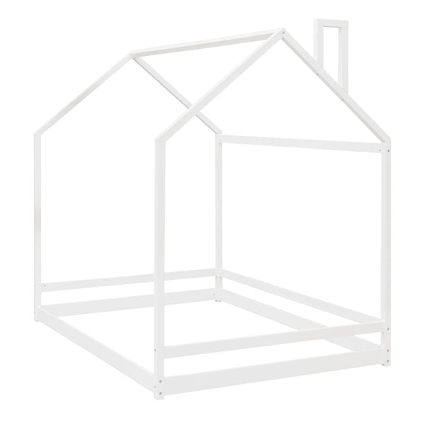 HomeRoots White Wood Full House Bed - Stylish, Durable Design with Easy Assembly for Cozy Bedroom Retreat 606886