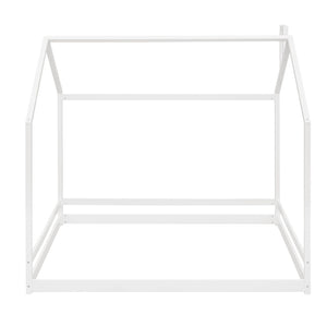HomeRoots White Wood Full House Bed - Stylish, Durable Design with Easy Assembly for Cozy Bedroom Retreat 606886