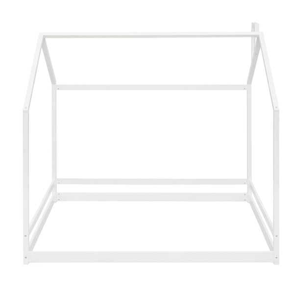 HomeRoots White Wood Full House Bed - Stylish, Durable Design with Easy Assembly for Cozy Bedroom Retreat 606886